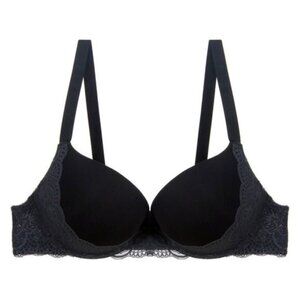 Youmita 40DD Black Floral Lace Overlay Bra NWT